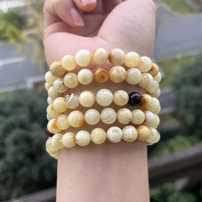 6-9mm Real Amber Bracelet Genuine Honey Beads 108 Rosary Mala Meditation Buddhist Natural Stone Necklace Not Perfect Jewelry 250604