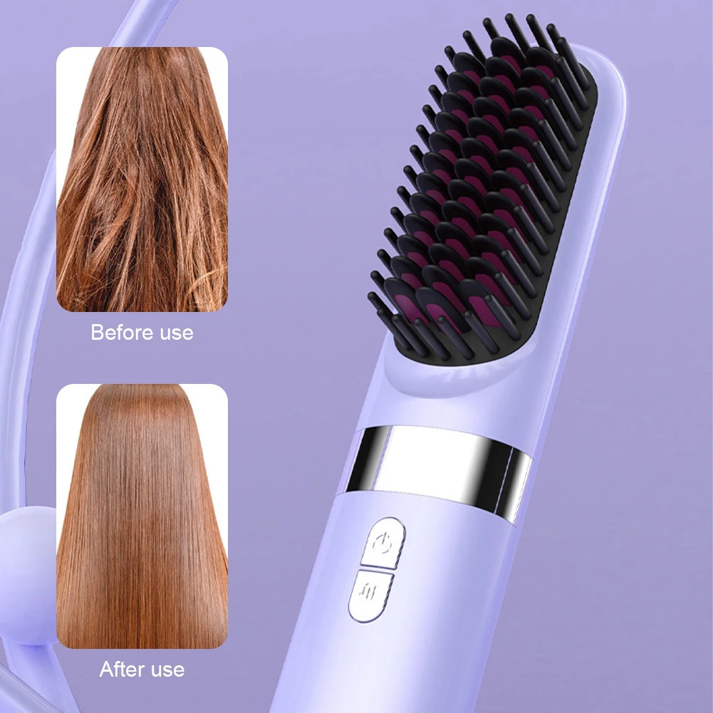 Wireless Hair Straightener Comb Ceramic Heating Professional Electric Brush smoot hairstyle Iron Negative Ion Hair Care Comb 250605
