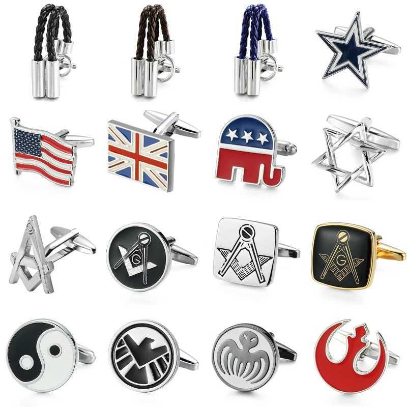 Classic Mens French Shirt Cufflinks High-end Rope Freemason Octopus Flag Cuff Button Business Suit Accessories Jewelry Gifts W250606