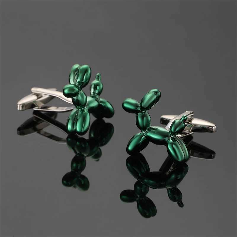 Mens French shirt cufflinks made of copper material fun small animal green balloon dog cufflinks Jewelry wholesale W250606