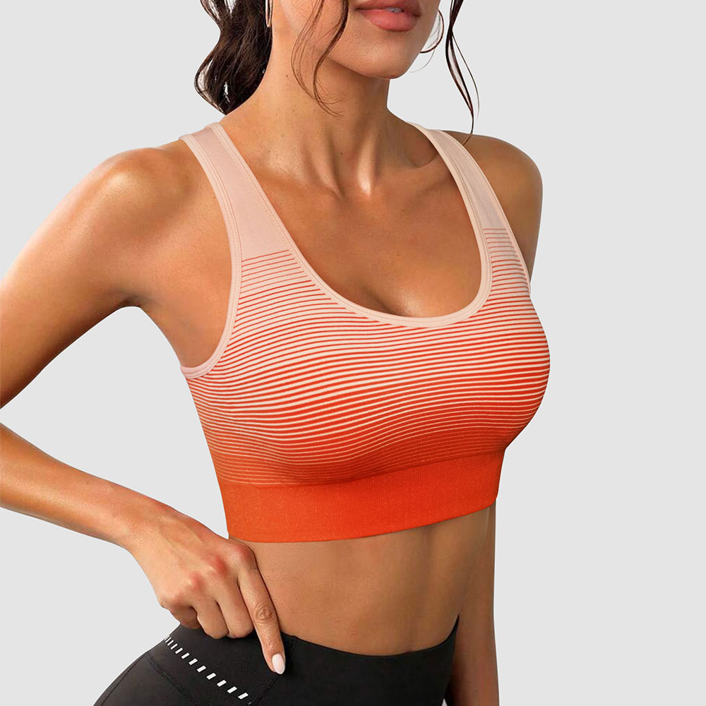 Sports Outdoor Gradient Stripe Detachable Chest Mat Women's Fitness Bra