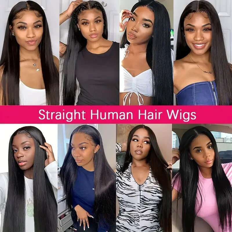360 Full Frontal Human Hair Brazilian Straight 13x4 13x6 HD Transparent Lace For Women Pre Plucked Wigs 4x4 Closure Wig