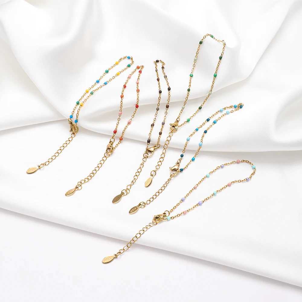 ZMZY New Color Design 304L Stainless Steel Bracelets for Women Chain Dot Enamel Gold Color Summer Beach Jewelry Accessories W250606