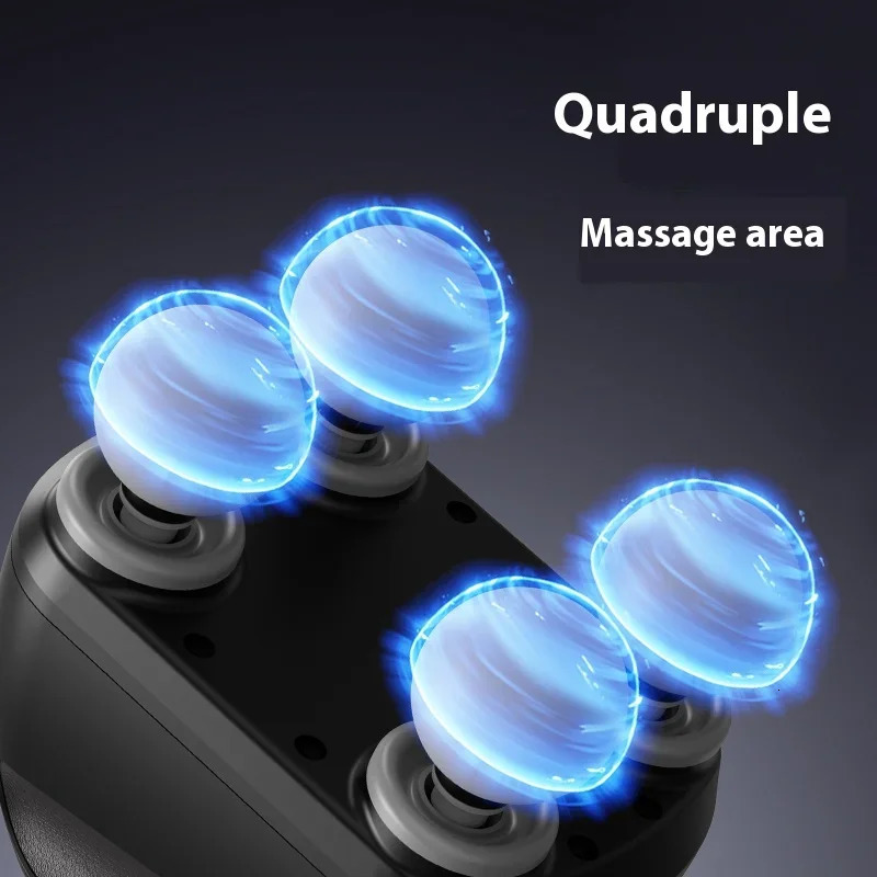 Portable Fascia Gun Muscle Massager Gun Four-head High Frequency Neck Shoulder Waist Massage Machine Professional Fascia Massage 250605