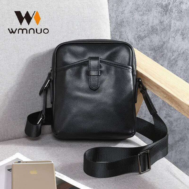 Wmnuo 2025 Messenger For Men Cowhide Genuine Leather Shoulder Crossbody Men's Small Bag Korean Brand Phone Pouch Male W6075