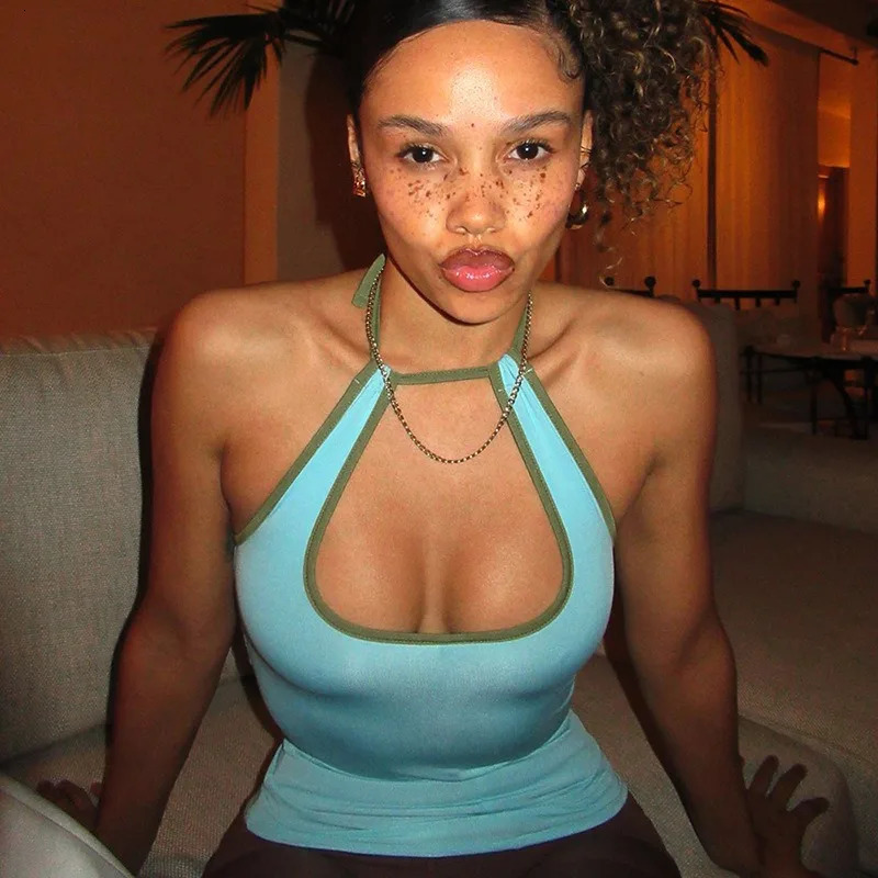 Sexy Tank Tops Women Summer Sleeveless Hollow Out Halter Bandage Backless Basic Tank Bodycon Streetwear Casual Fashion Camisole 250605