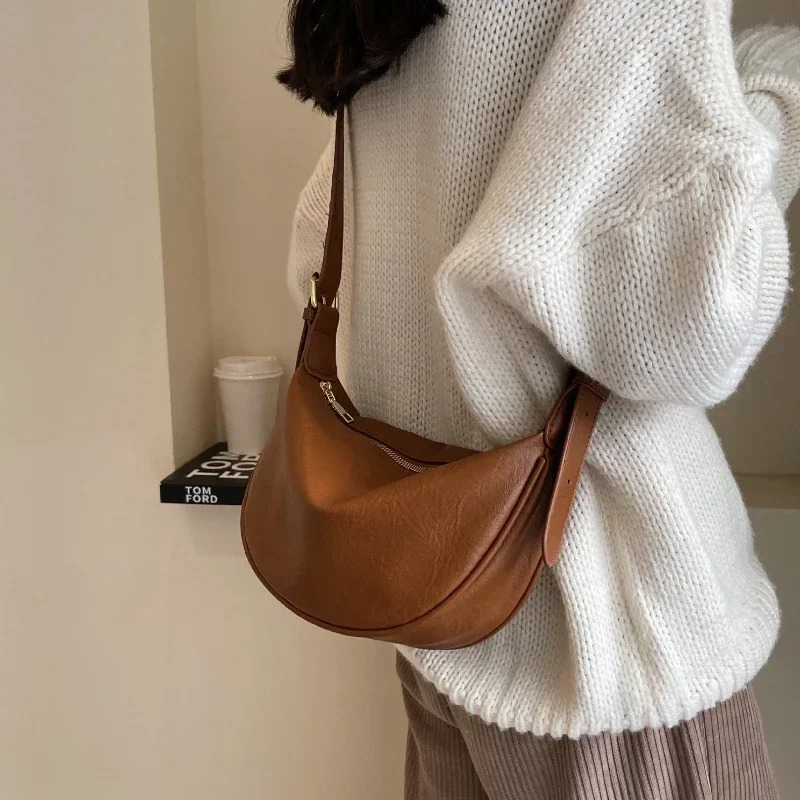 Women Crossbody Bags Large Capacity Handbags Vintage SacBag Travel Hobos Solid Soft Shoulder Bags Female Casual 250605