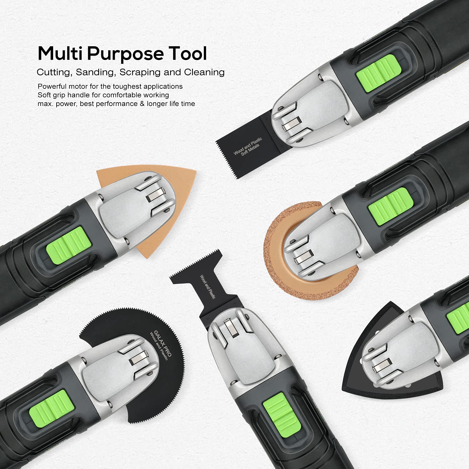 GALAX PRO Oscillating Tool, 260W 6 Variable Speed Oscillating Multi-Tool Kit with Quick-Lock Accessory Change, Oscillating Angle:3°, 40pcs Accessories