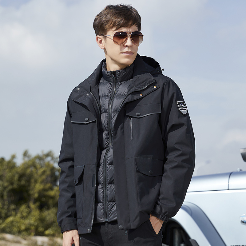 Ddmyoutdoor Couple s Winter Three In One Detachable Down Jacket With Windproof Waterproof Inner Lining Thickened Fleece Two Piece Set For Men And Wome