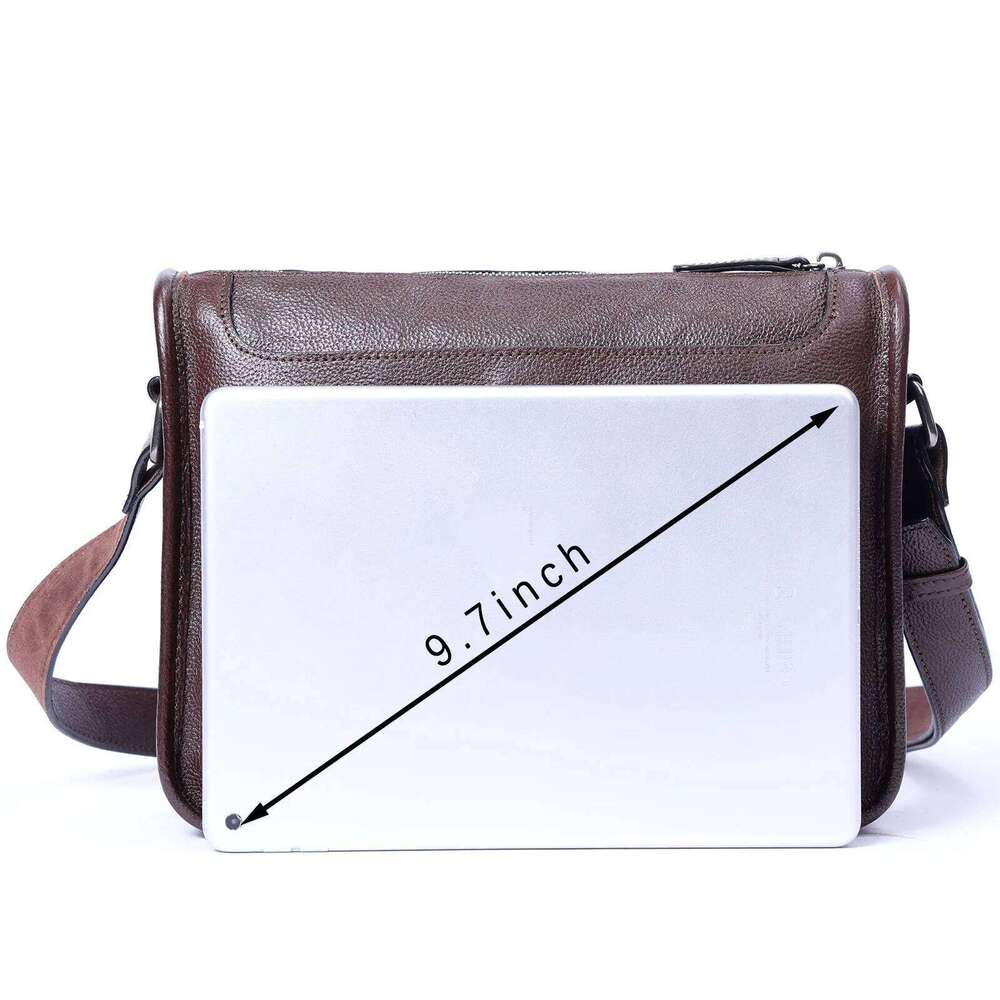 Genuine Men's Shoulder Crossbody Bags Unisex Simple Cowhide Bag Top Layer Vegetable-Tanned Leather Fashion Casual