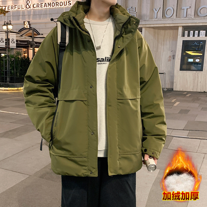 Ddmyoutdoor Winter Hooded Solid Color Down Jacket New Thickened Winter Outfit Trendy Loose Fit Men With Added Fleece For Warmth And Casual Versatility