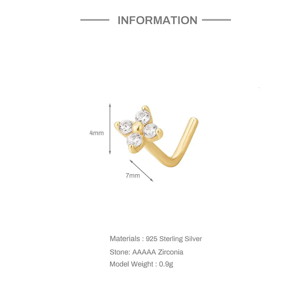 CANNER 925 Sterling Silver Smooth Love Star Nose Nails Personalized Body Piercing Accessories For Women Ins Zircon Fine Jewelry 250605