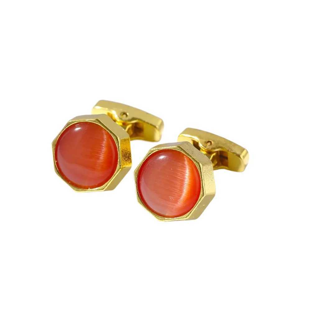 New Round Quality Cufflinks for Men Natural Cat Eye Stone Cufflink Shirt Cuff Links Luxury Jewelry Wedding Accessories W250606