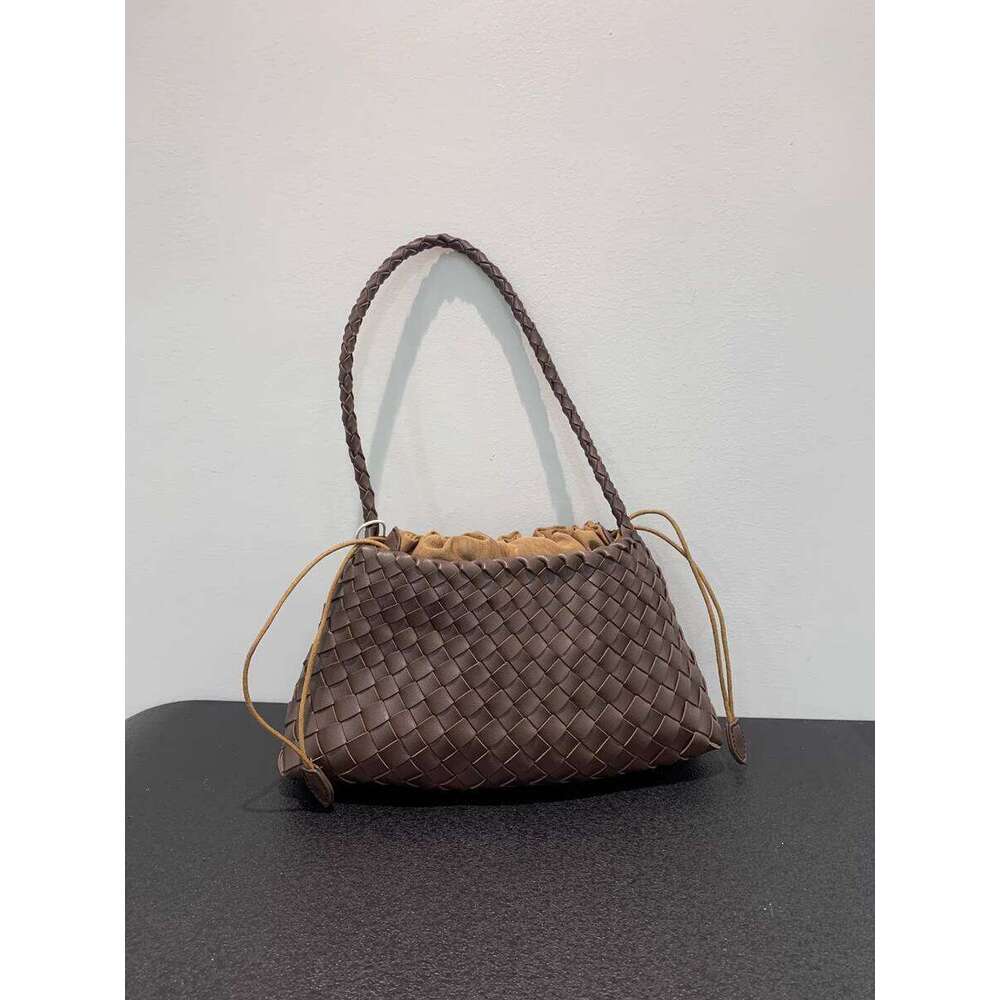 New Woven Soft Leather Women s French Style Basket Handbag Shoulder Bag