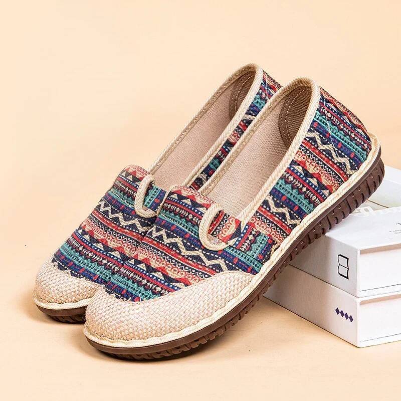 Ddmyoutdoor Summer New Women S Fashion Ethnic Style Linen Breathable Comfort Soft Sole Casual Shoes For Zapatos De Mujer Outdoor Shoes