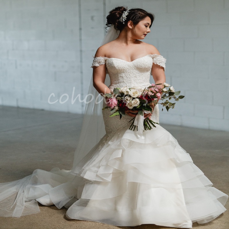 Romantic Mermaid Wedding Dress With Ruffles Corset Lace Up Country Bride Dress 2025 Elegant Garden Off Shoulder Bride Dress Vestio De Novias Custom Ma