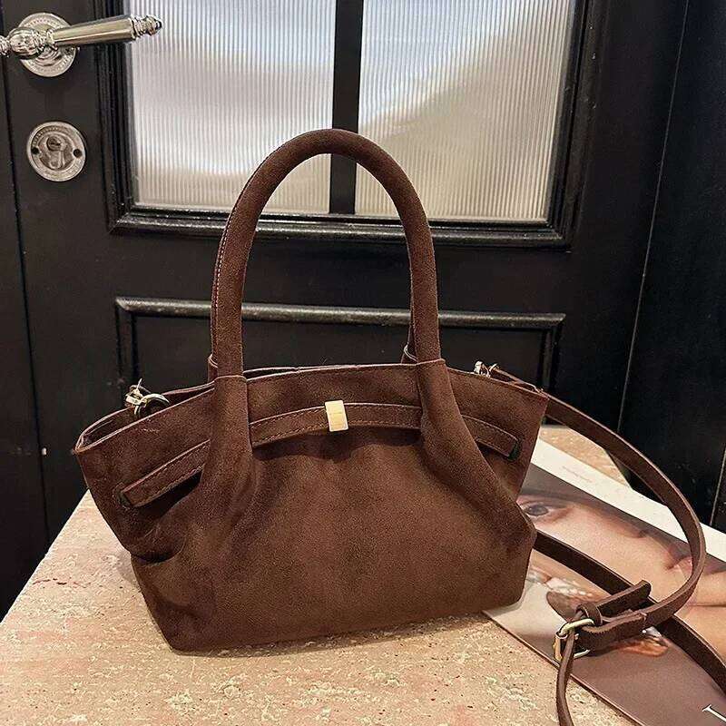 2024 New Suede Leather Underarm Shoulder Bag For Women Fashion Mini Dumpling Handbag Design Commuter Crossbody Phone Tote Bags