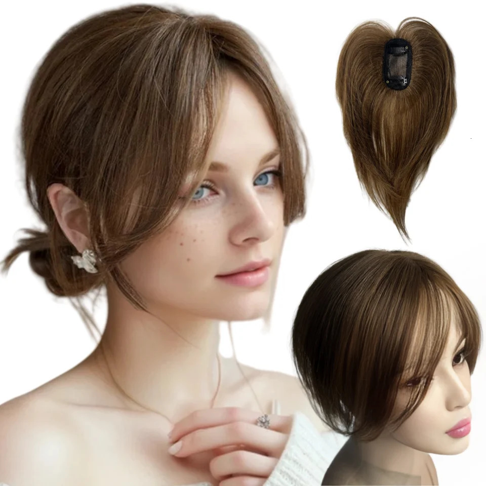 Satifresion 100% Human Hair Clip in Bangs for Women Hair Thinning 3D Natural Curved Wispy Side Bangs Fake Fringe Easy to Wear 250529