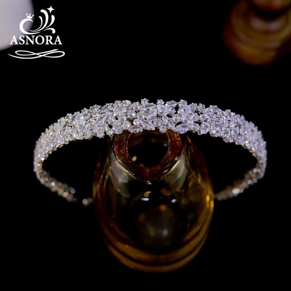 ASNORA Luxury CZ Headbands Silver Color Bridal Crowns Elegant Headwear Wedding Hair Accessories Party Jewelry Bridesmaid Gift Z250605