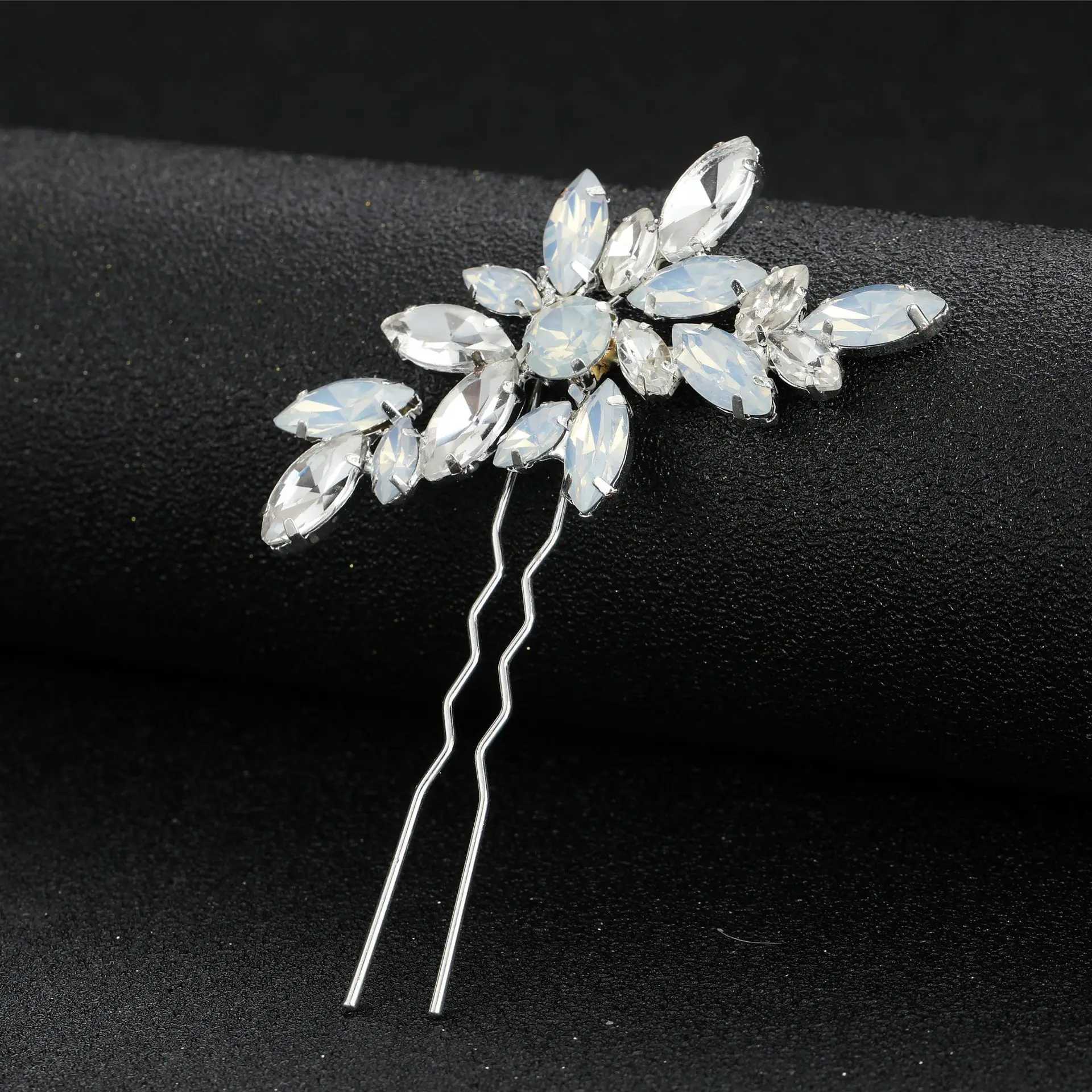 Bride Hair Pin Alloy Silver Color Clear Crystal Hairpins Bridal Wedding U Shaped Hair Sticks Women Bridesmaids Hair Accessories Z250605