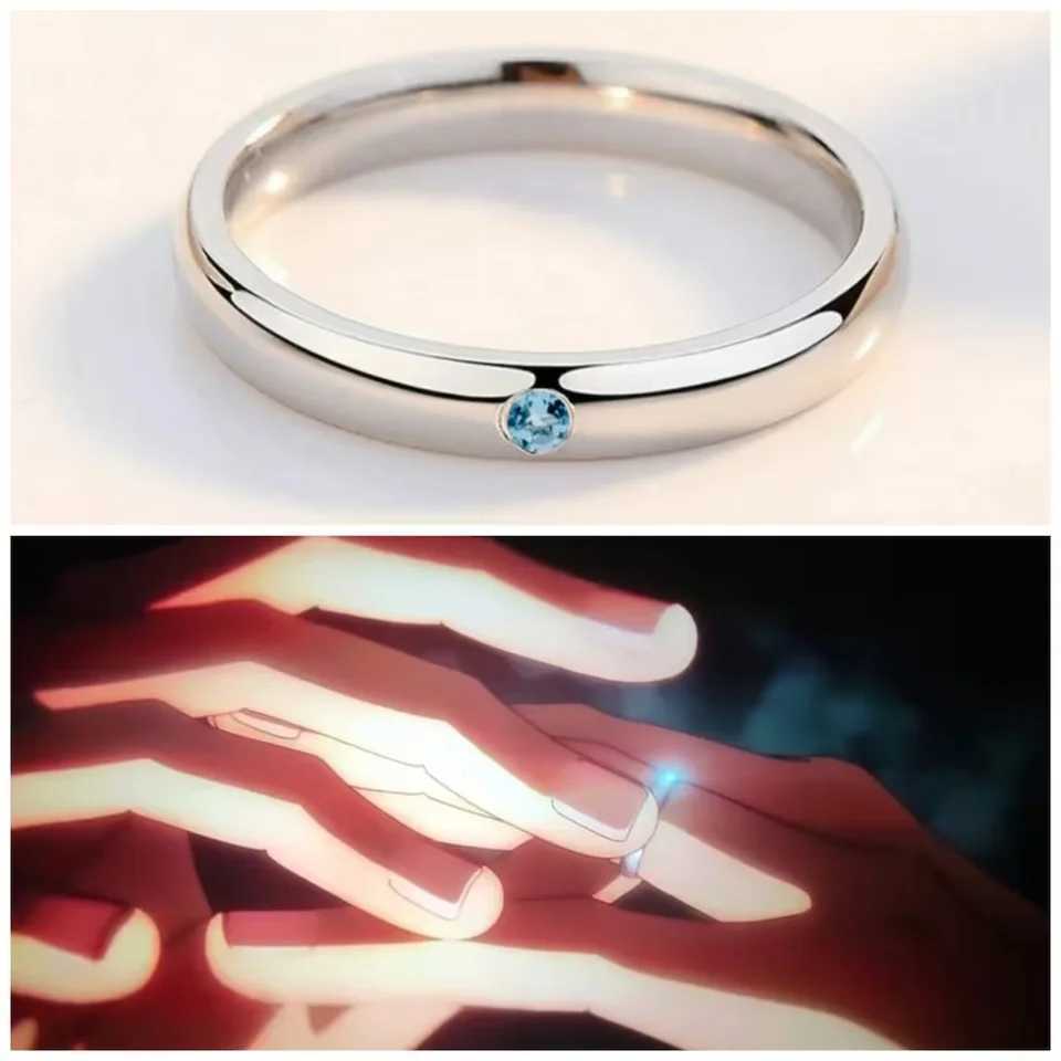 Jujutsu -Kaisen Blue Crystal Ring Hot Anime Same Ring Ornament Memorial Jewelry Charm Accessory for Woman Man Cosplay Party Gift W250606