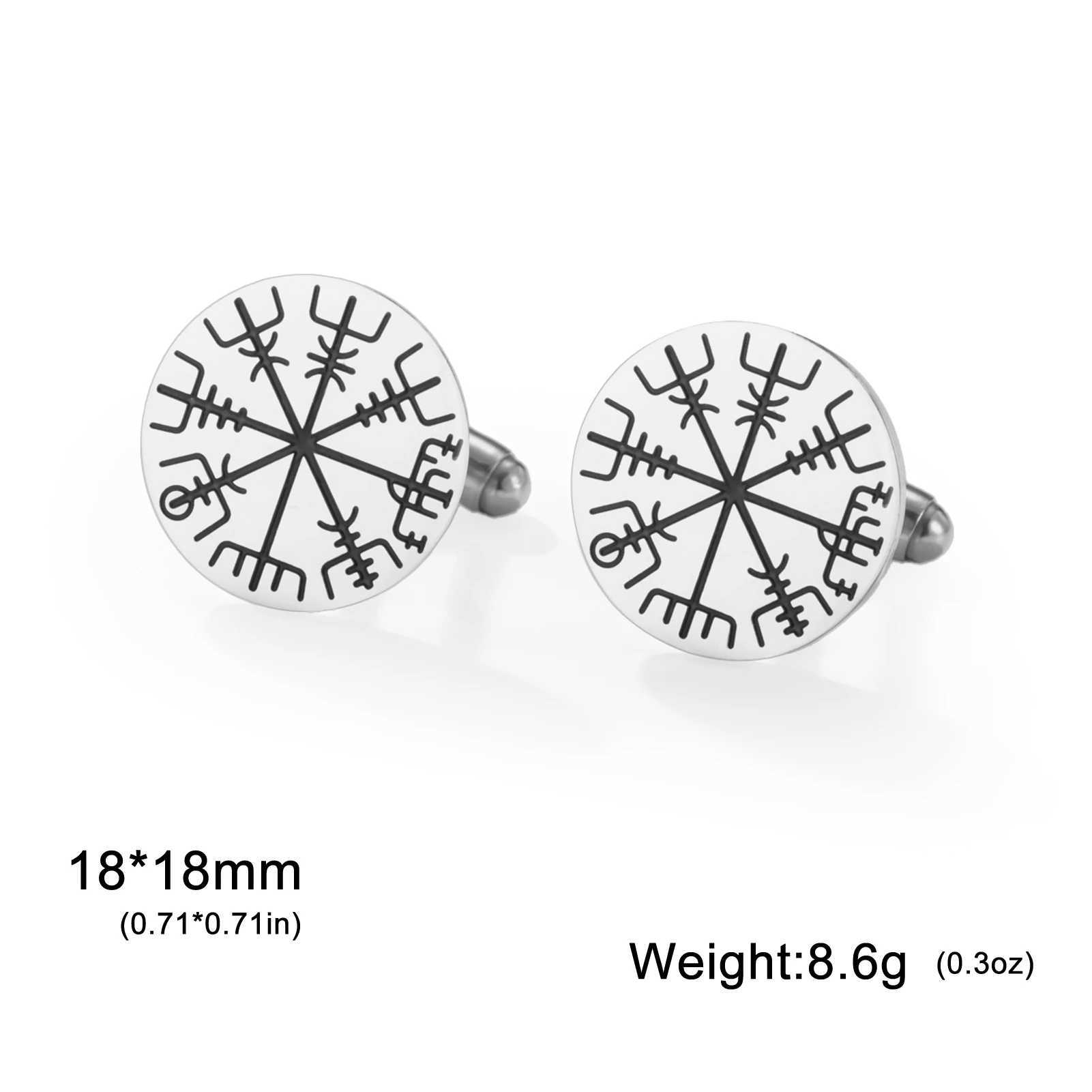 LIKGREAT Viking Vegvisir Compass Cufflinks for Men Norse Symbol Rune Stainless Steel Dress Cuff Links Protection Amulet Jewelry W250606