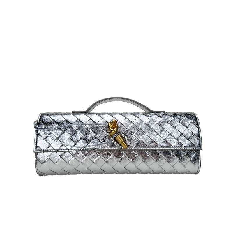 2025 Spring/Summer New Genuine Leather Evening Niche Casual Versatile Horizontal Handbag Handwoven Women's Bag