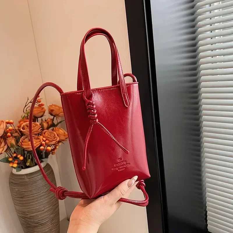 Meet You Womens Red Pu Leather Mini Crossbody Bag Summer Fashion Trend Female Cellphone Pouch Letter Pattern Small Handbag M250606