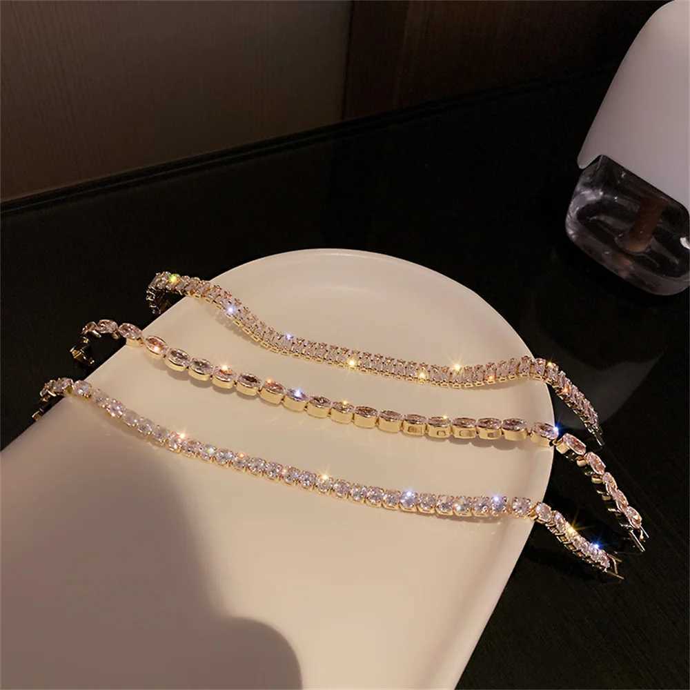 Exquisite Geometry Tennis Bracelets for Women AAA Cubic Zirconia Crystal Bracelets Bead Chain Party Jewelry Accessories Gift W250606
