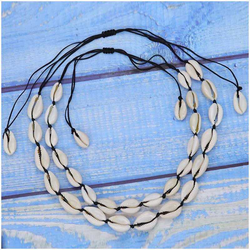 Natural Sea Shell Charm Bracelets Necklace For Women Men Summer Sandy Beach Handmade String Rope Hand-woven Shells Accessories Y250605