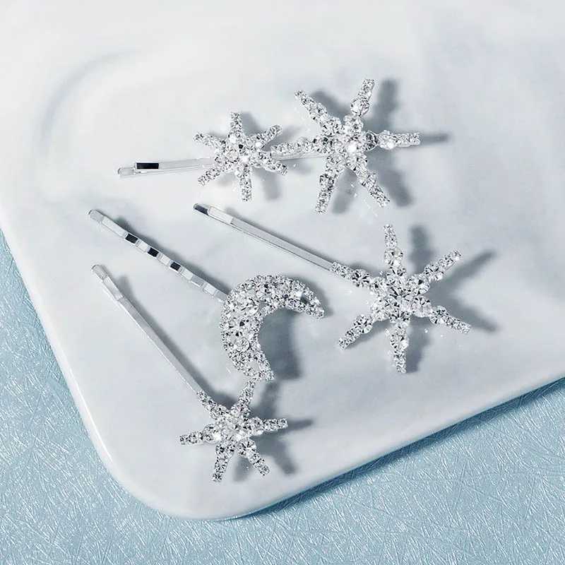Star Moon Hairpins Clips Wedding Hair Accessories For Women Party Shining Rhinestone Hairgrips Girls Bridal Hair Clips Jewelry Z250605