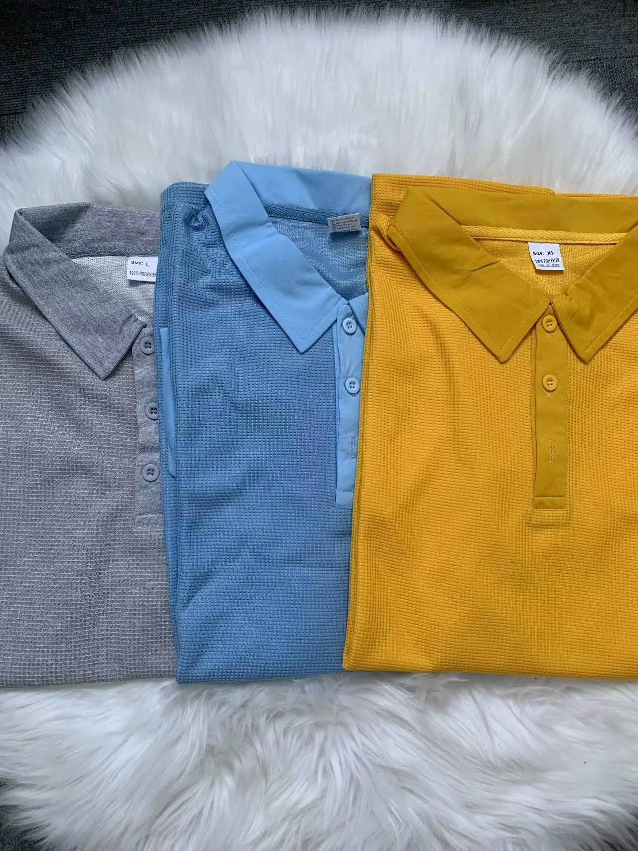 Mens Summer Style European and American Fashion Classic Comfortable Breathable Waffle Solid Color Top T-shirt Polo Shirt 250605