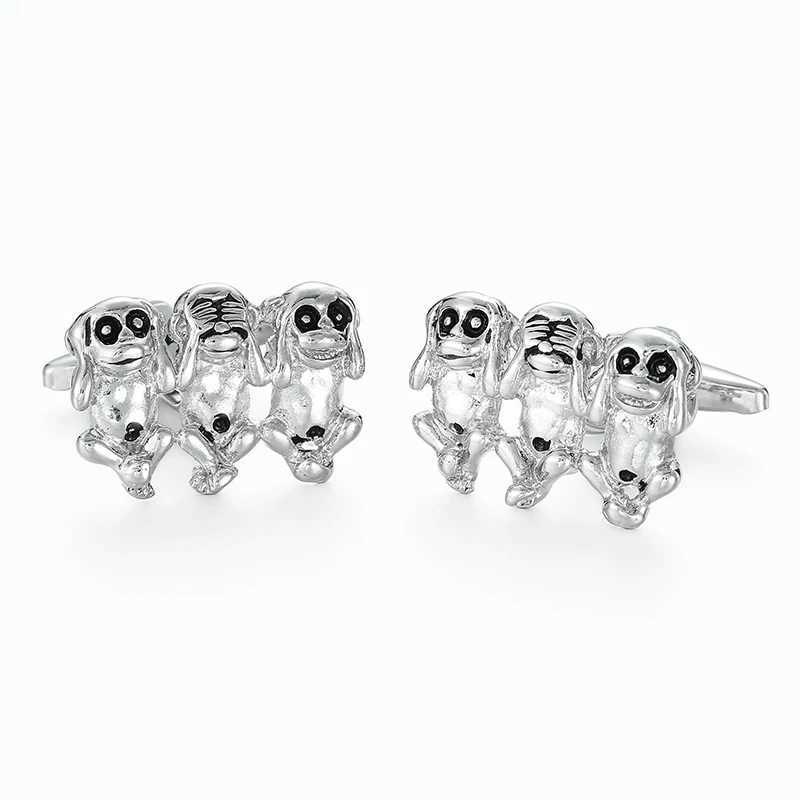 Classical Mens French Shirt Cufflinks Animal Three Monkeys Cuff Buttons Wedding Suits Accessories Jewelry Gifts W250606