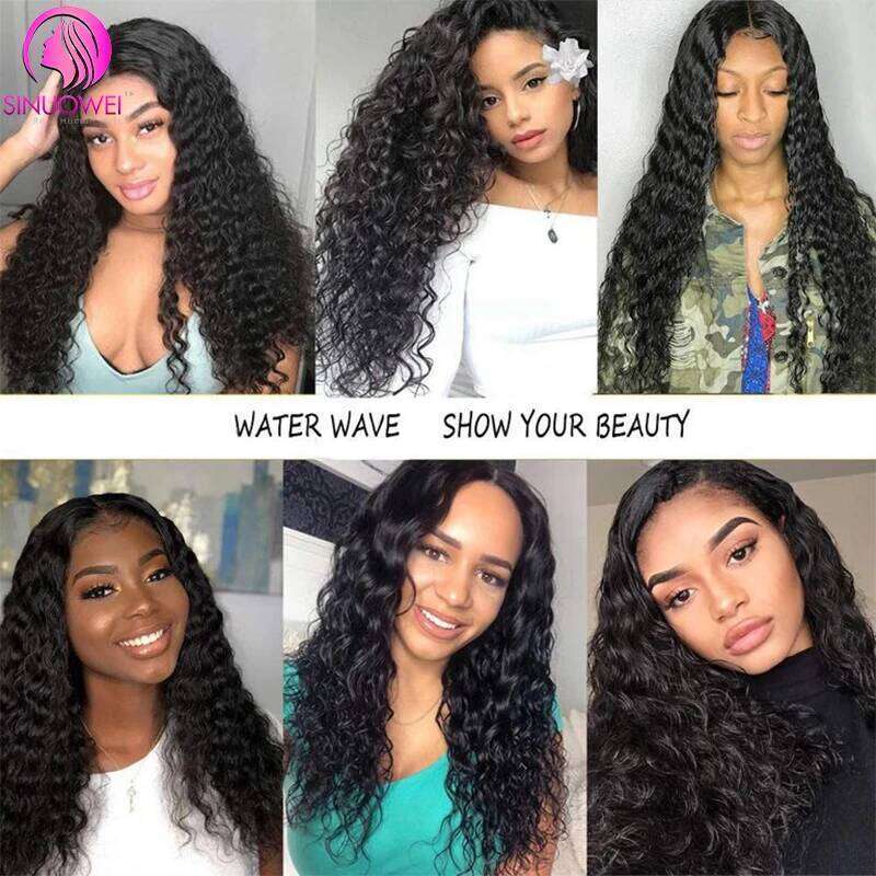 Burmese Water Wave 13x4 Frontal Weave With 4x4 Lace Closure Virgin Curly Bundles Human Hair