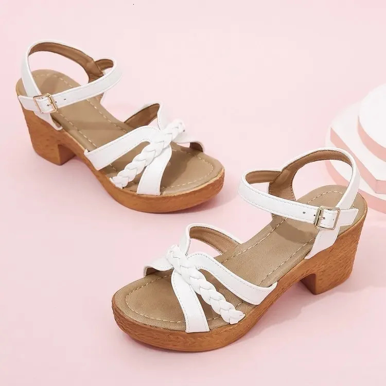 Shoes for Women Summer Fashion Ankle Strap Womens Chunky Heel Sandals Vintage Dress Open Toe Ladies Platform Sandals 250605