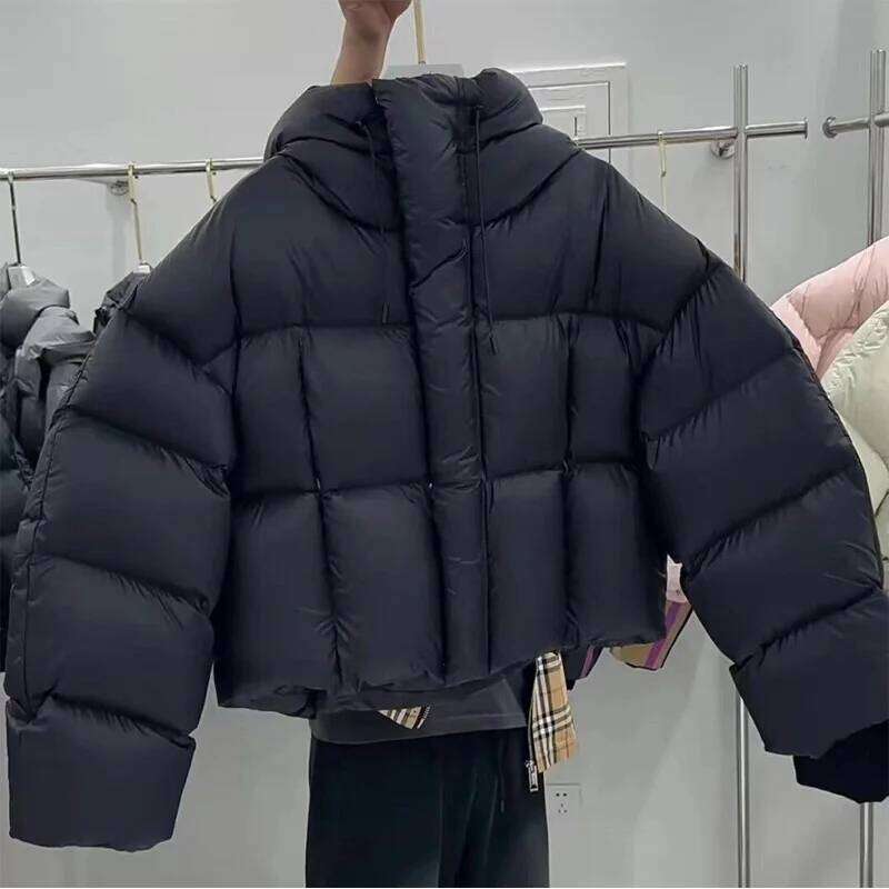 Korean Short Hooded Down Parkas Warm Puffer Jacket Women Cotton Padded Clothes Solid Loose Winter Coat Outwear Female