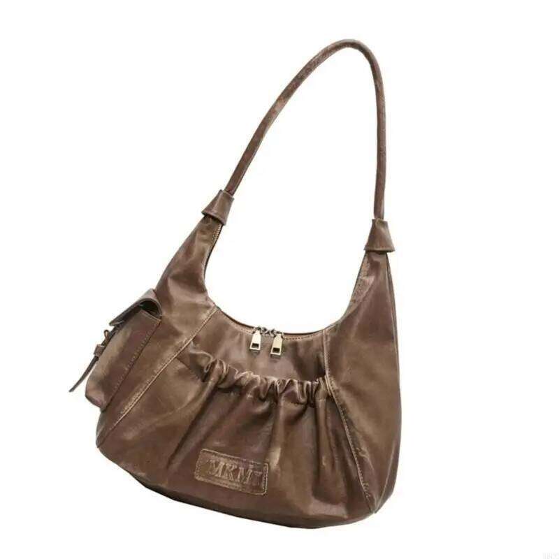 M6cc Women's Shoulder Saddles Bag Handbag Leather Clutch Purse With Zipper Closur