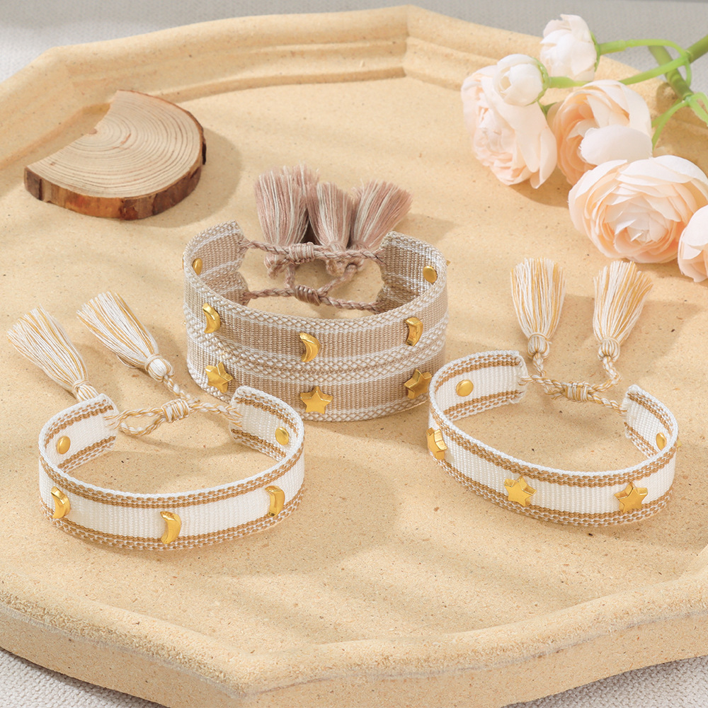 Handcrafted Stars & Moon Alloy Charms Bracelet - Stylish Wristwear Elegant Star-Moon Motif Chain Bracelets for Sisters