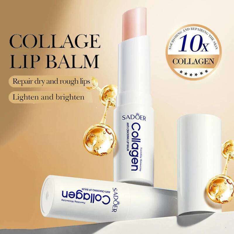 free shipping SADOER Collagen Lip Balm Moisturizing Anti Cracking Brightening Repair Nourishing Hydrating Lipstick Lips Skin Care Products