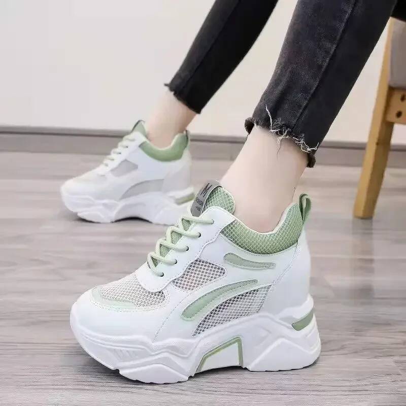 Ddmyoutdoor Women Fashion Height Increasing Casual Shoes Ladies Platform Mesh Wedges Sneakers Sport Gym Walking Running Vulcanize Outdoor Shoes
