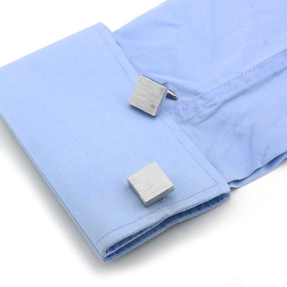 Business Cufflinks For Men Wire Drawing Square Design Quality Brass Material Silver Color Cufflinks Wholesale retail W250606