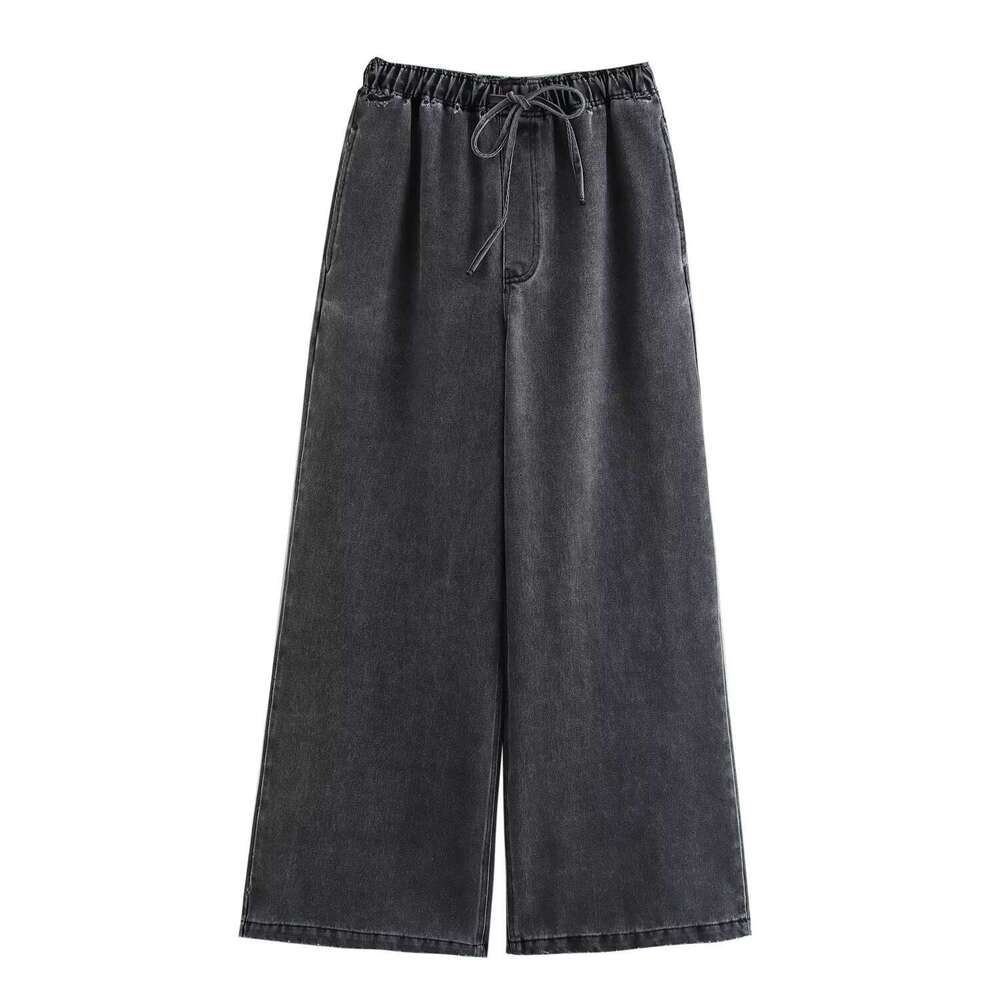 Street Fashion Straight Pants Set Women's Spring Top Denim Casual Outfit B5