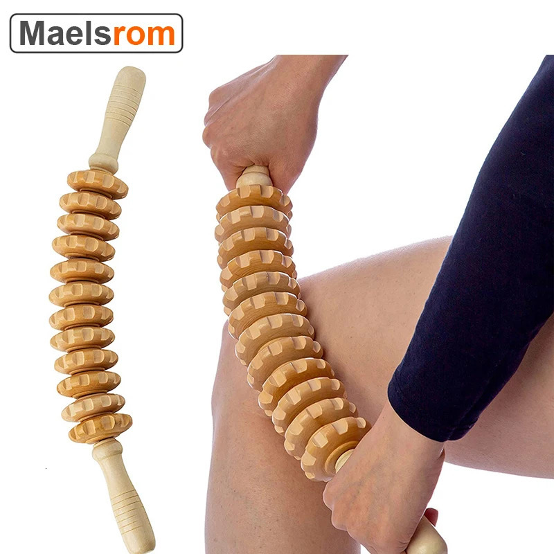 Wood Therapy Roller Massage Tool Handheld Cellulite Trigger Point Stick Lymphatic Drainage Anti Cellulite Muscle Release Roller 250603