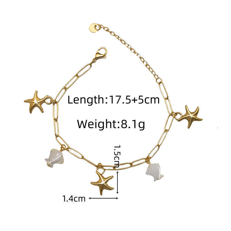 Ins Ocean Element Bracelet Starfish Shell Vacation Style Pendant Jewelry