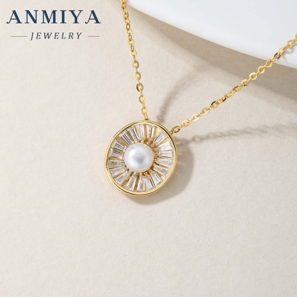 Fine Fashion Irregular Circle Pearl Necklace Set Zircon Sterling Silver Fashion Jewelry Girls Necklaces Earrings Set for Gift