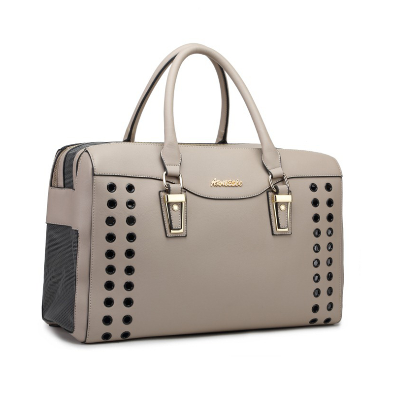 Fashion Dog Purse with Shoulder Strap, Ventilation Holes Holds Up to 15lbs Quality PU Leather Pet Carrier, Cat Carrier, Airline Approved Puppy Purse f