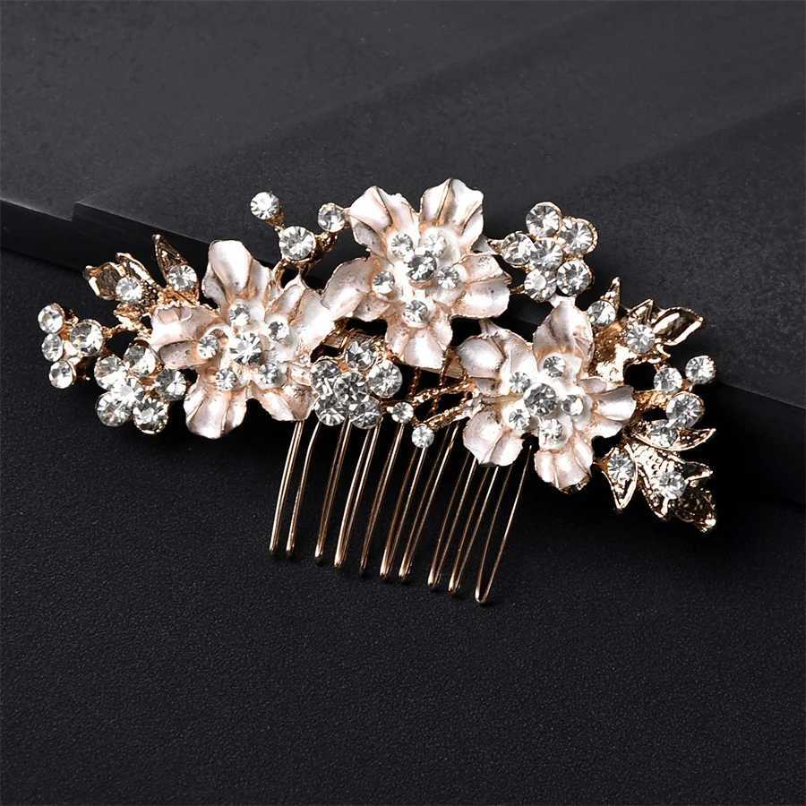 New Korean Crystal Rhinestone Hair Combs Rose Gold Silver Color Headpiece For Bride Women Wedding Hair Accessories Head Jewelry Z250605