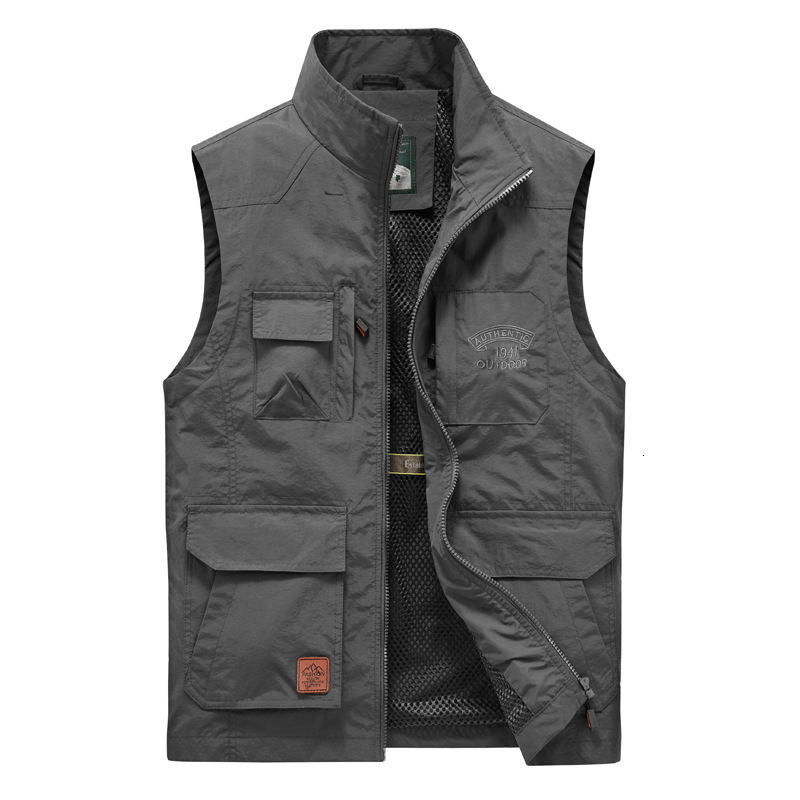 Ddmyoutdoor Spring And Autumn Outdoor Multi Pocket Men S Large Size Thin Work Jacket Sports Photography Breathable Fishing Vest Jogging Suit