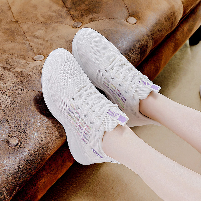 Casual Shoes Flyknit Women S Spring New Casual Soft Sole Lightweight Running Travel Shoes Breathable Sports Comfortable Ddmysaturn