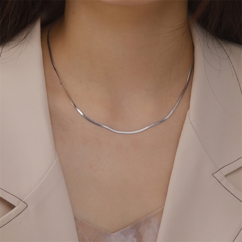 Stainless Steel Snake Chain Necklace for Women Men Gold Color Herringbone Choker Neck Chains 2025 Trend Jewelry Gift y250519